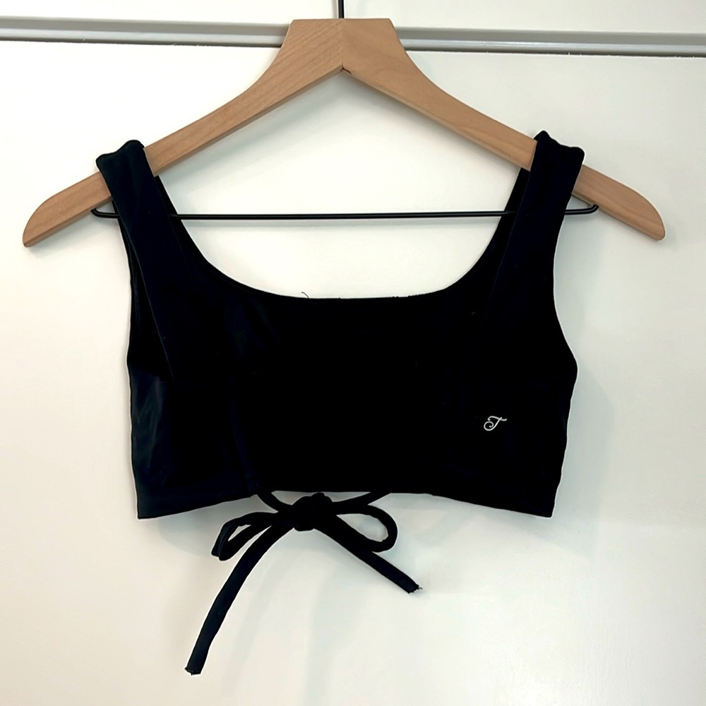 Black tie back sports bra, size small, Tonatti